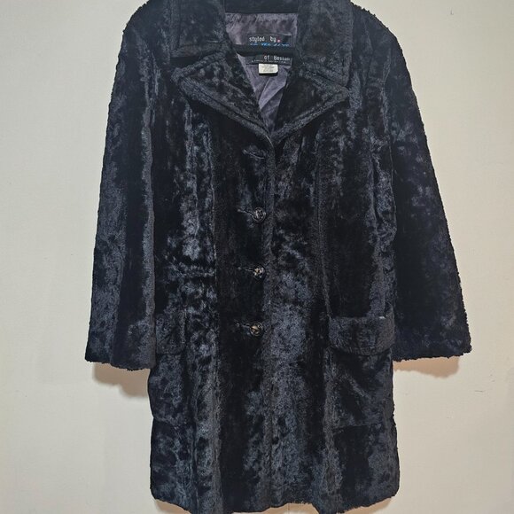 Vintage 1960s Black Faux Fur Coat Women's Size M - Picture 3 of 13